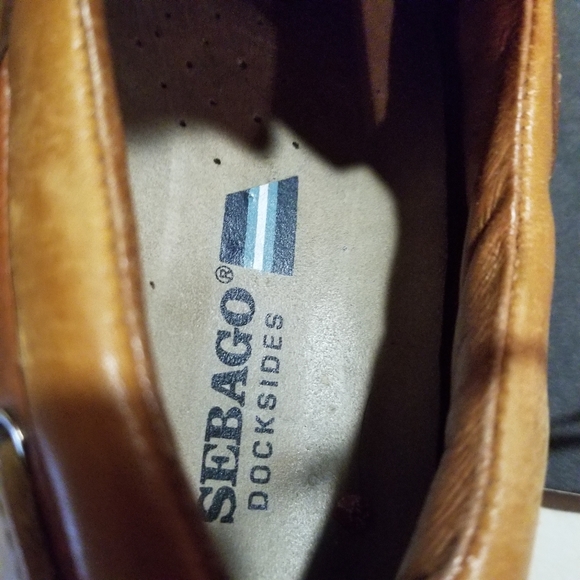 Sebago Dockside Leather Boat Slip On Casual Shoes Rust Tan Sz 7.5 - Picture 5 of 14